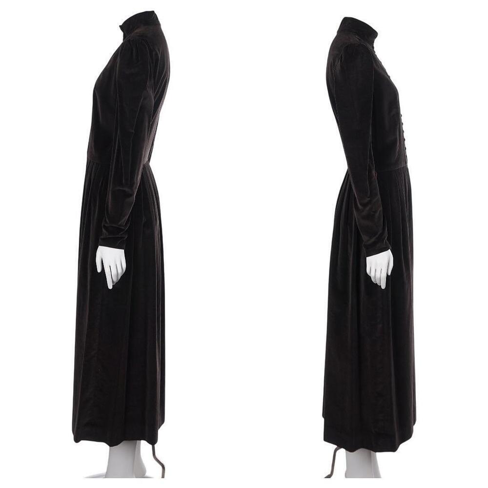Ralph Lauren Vintage Dress 12 Brown Velvet High Neck Puff Sleeve Victorian Maxi - Picture 5 of 9